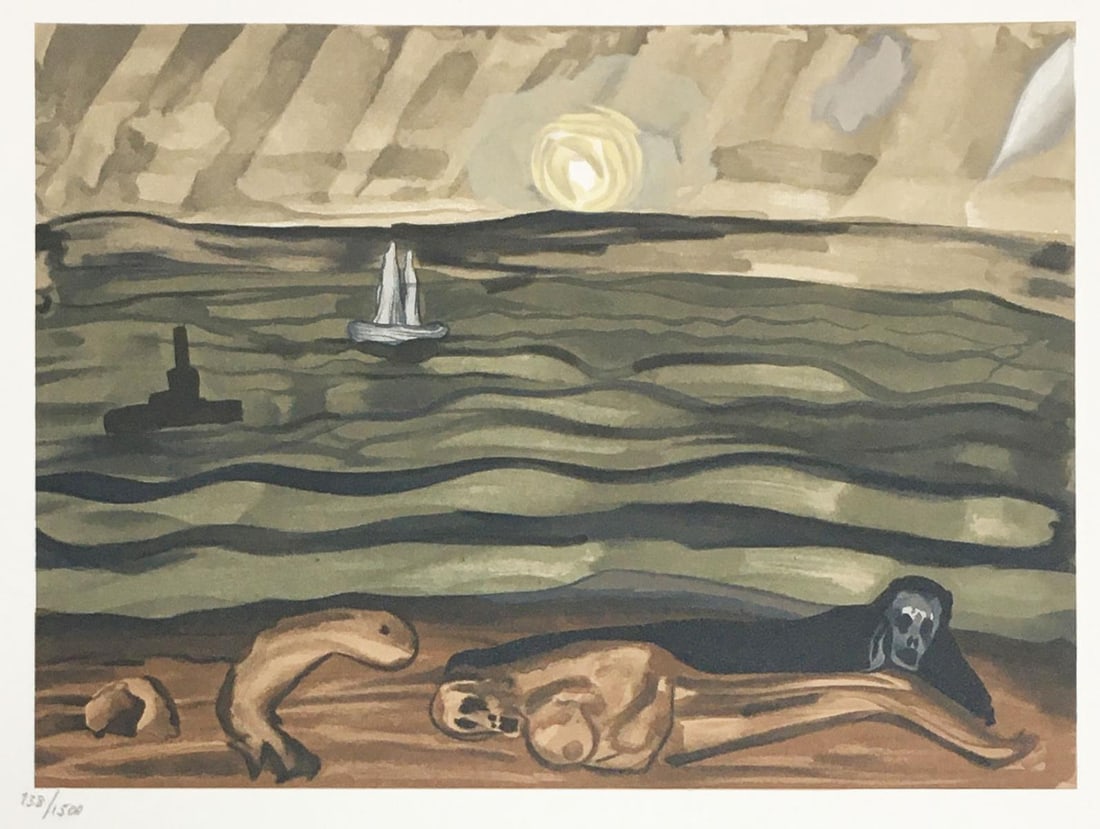 Alice Neel - Two Figures on a Beach: Artist: Alice Neel Title: Two Figures on a Beach Year: 1985 Dimensions: 11 1/4in. by 15 1/4in. Edition: From the Rare Limited Edition of 1500 Publisher: Limited