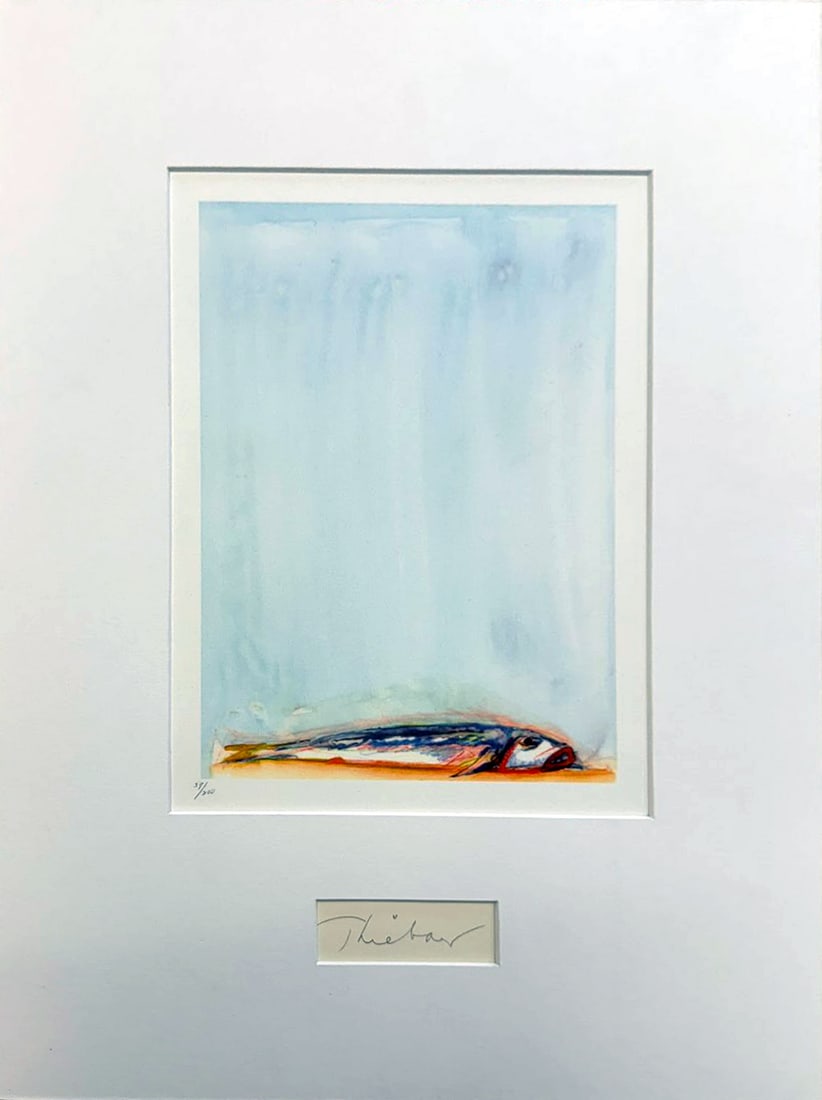 Wayne Thiebaud - Trout Fishing in America: Artist: Wayne Thiebaud Title: Trout Fishing in America Year: 1994 Dimensions: 11 3/4 x 8 1/2 in. Edition: 59 from the limited edition of 200 Publisher: Arion Pr