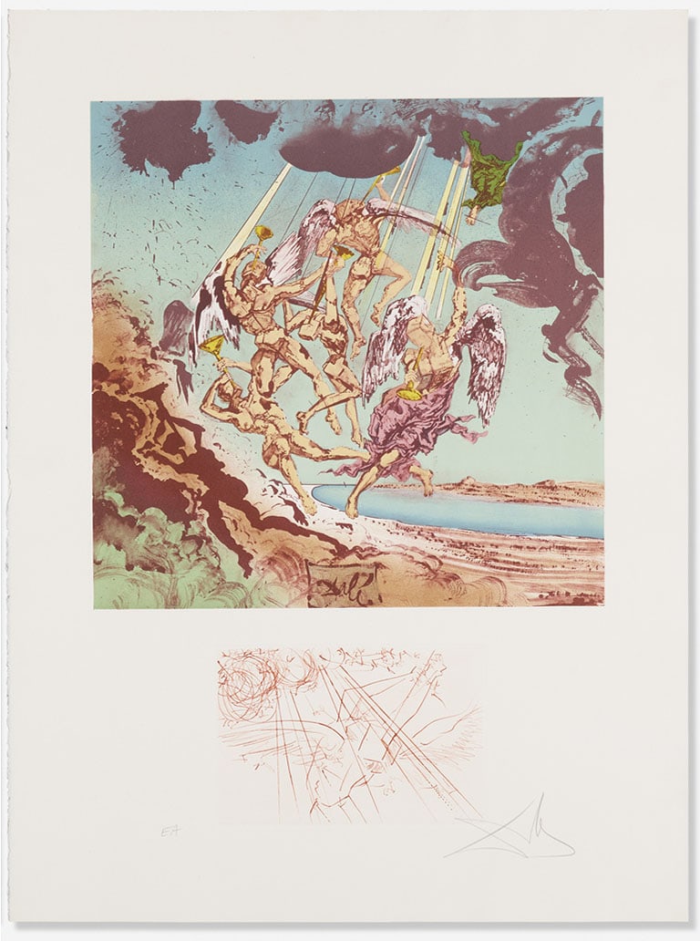 Salvador Dali - Return of Ulysses: Artist: Salvador DaliTitle: Return of UlyssesYear: 1977Dimensions: 30 x 22 in.Edition: From the rare limited E.A. editionSuite: Homage a HomereOriginal lithograph on paperCondition: