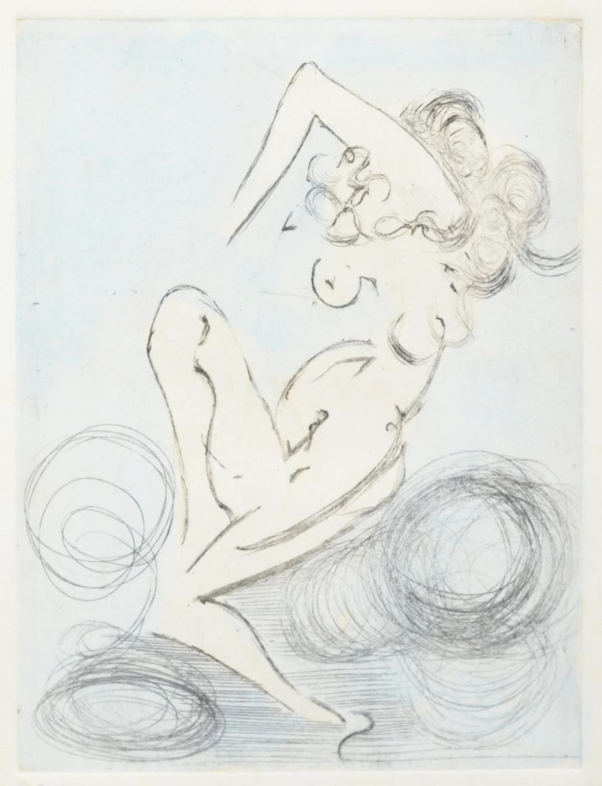 Salvador Dali - Petites Nus I: Artist: Salvador DaliTitle: Petites Nus IDimensions: 7in. by 3 1/2in.Edition: From the rare limited edition of 95Suite: ApollonaireMedium: Original Watercoloured Etching on Japan PaperCondition: