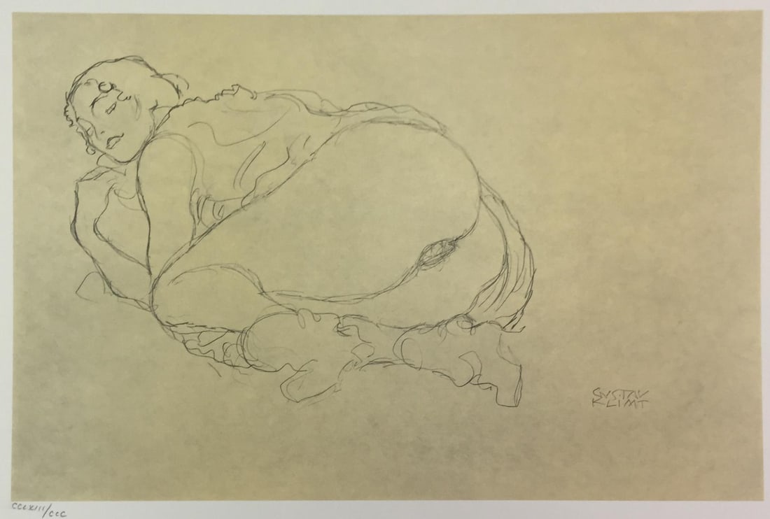 Gustav Klimt - Untitled Study (XXI) (After): Artist: Gustav KlimtTitle: Untitled Study (XXI)Year: 1980Dimensions: 16in. by 12in.Edition: From the Rare Limited Edition of CCCPublisher: MazzottaSuite: Disegni EroticiMedium: Original