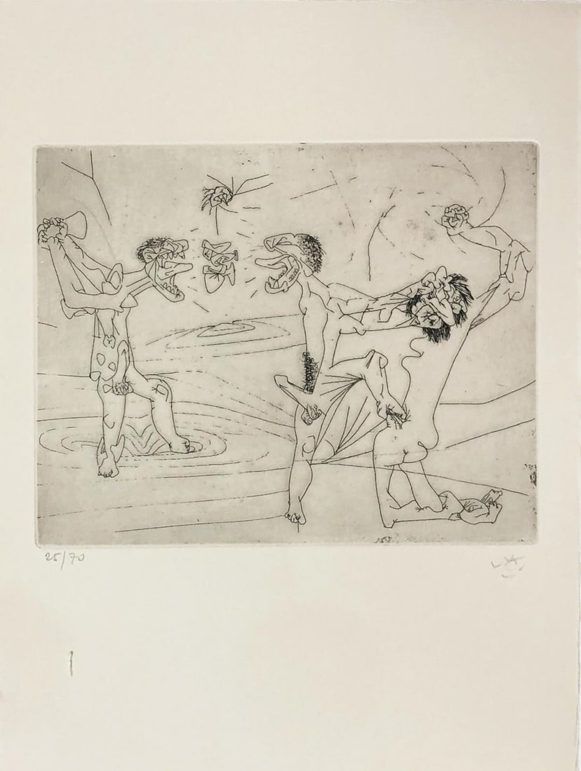 Roberto Matta - Untitled 204 (From the New School: Artist: Roberto MattaTitle: Untitled 204 (From the New School Series)Year: 1980Dimensions: 15in. by 11 1/4in.Edition: From the Rare Limited Edition of 70Publisher: Stanley William HayterSuite: The