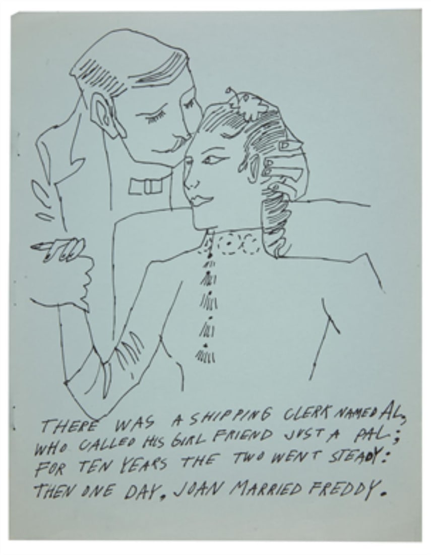 Andy Warhol - Untitled from "Love is a Pink Cake": Artist: Andy WarholTitle: Untitled from "Love is a Pink Cake"Year: 1953Dimensions: 11in. by 8.5in.Edition: From the rare limited editionSuite: Love is a Pink CakeMedium: Original offset lithograph on