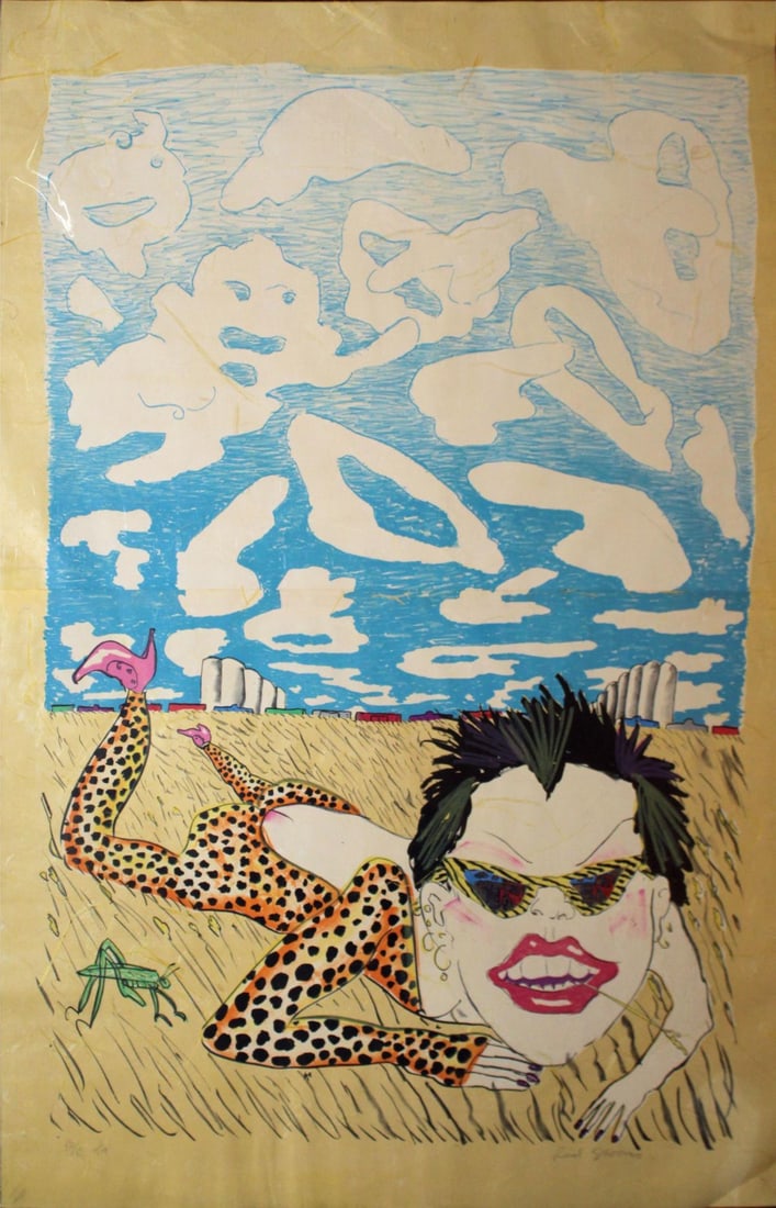 Red Grooms - Lorna Doone: Artist: Red GroomsTitle: Lorna DooneYear: 1980Dimensions: 47in. by 32.5in.Edition: From the rare limited B/C edition of 19Medium: Original lithographic diptych with collage and rubber stamp on