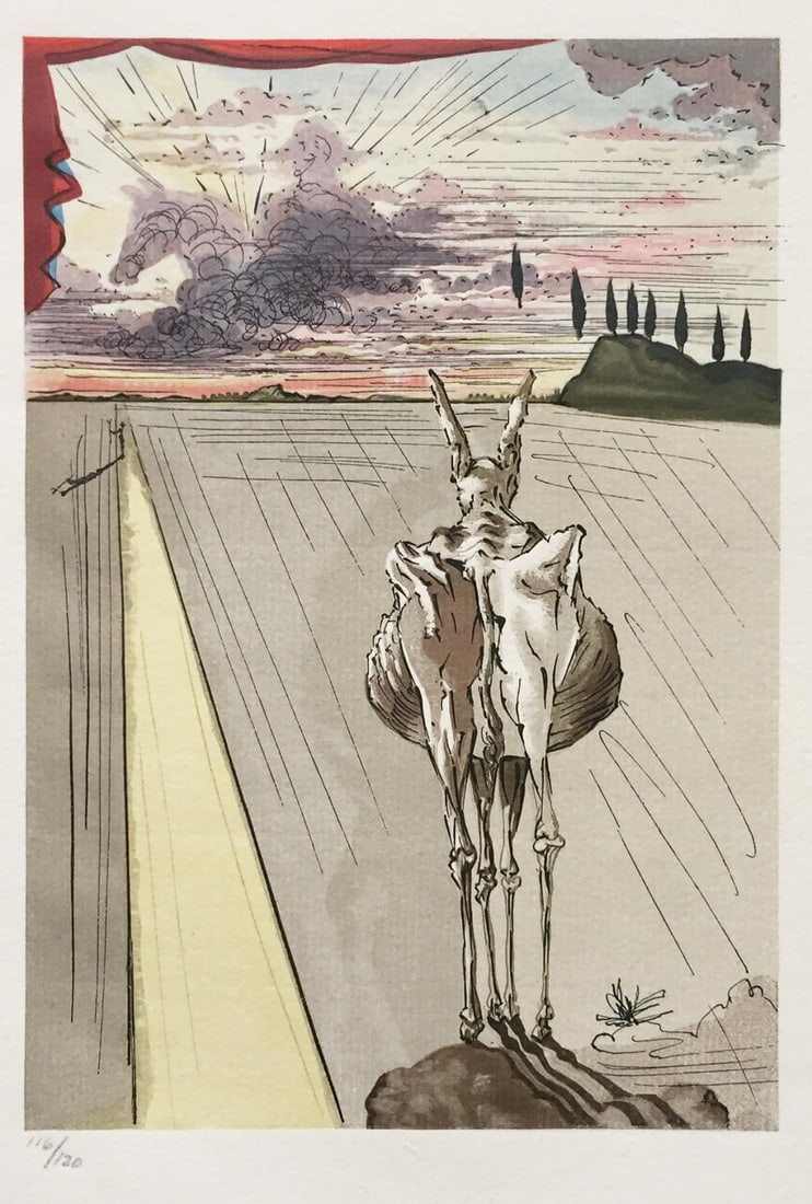 Salvador Dali - Le Tricorne 3: Artist: Salvador DaliTitle: Le Tricorne 3Year: 1958Dimensions: 10in. by 12 3/4in.Edition: From the rare limited edition of 120Publisher: Editions du Rocher Monaco / Nouveau Cercle Parisien du Livre