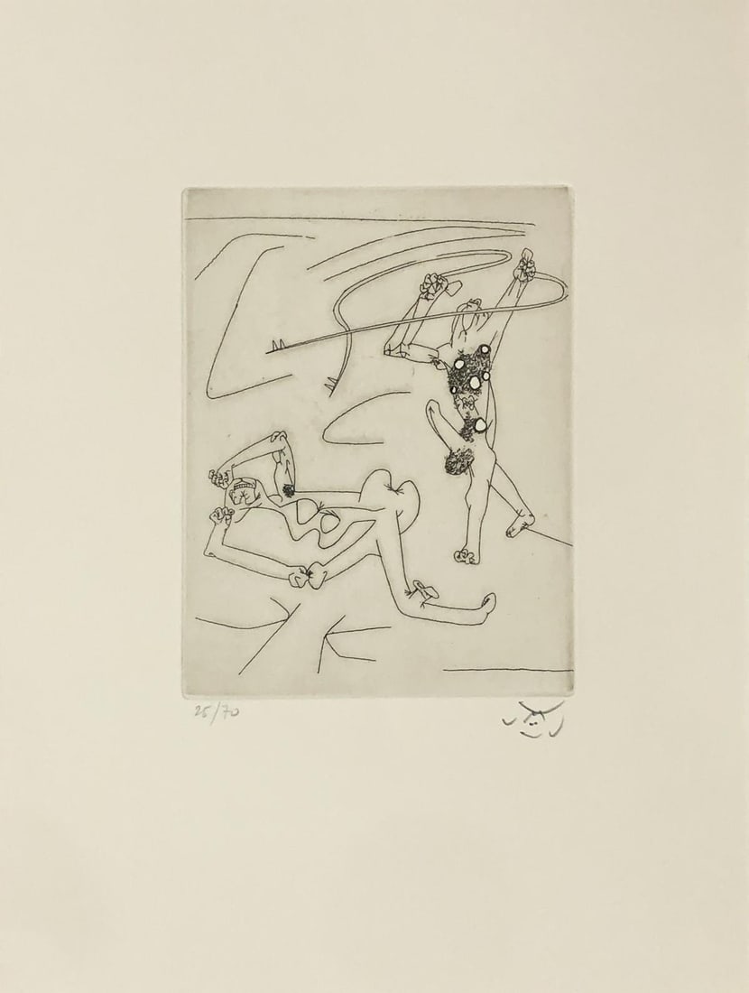Roberto Matta - Untitled 206 (From the New School: Artist: Roberto MattaTitle: Untitled 206 (From the New School Series)Year: 1980Dimensions: 15in. by 11 1/4in.Edition: From the Rare Limited Edition of 70Publisher: Stanley William HayterSuite: The