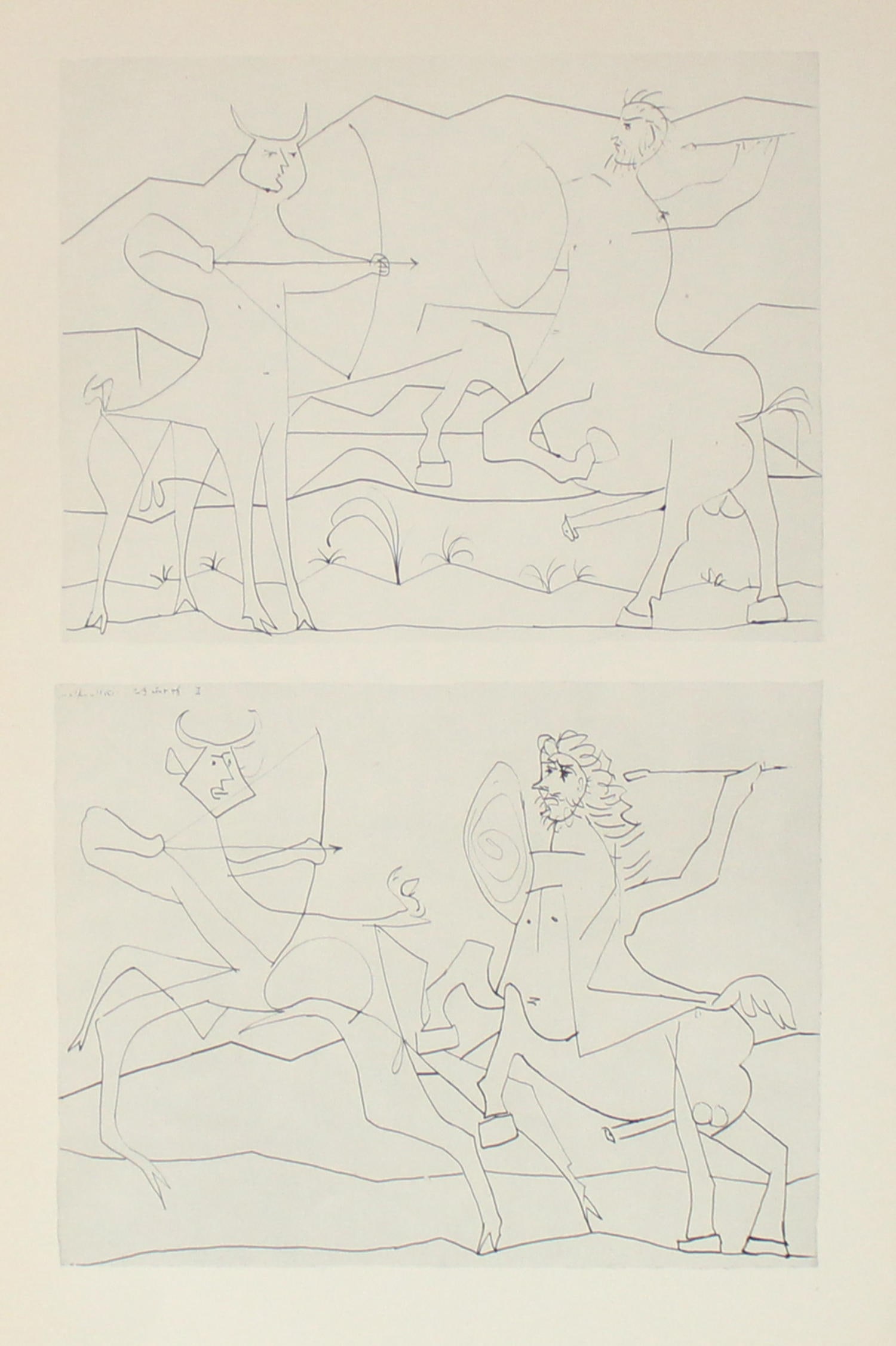 Pablo Picasso - Untitled (Centaur Studies I): Artist: Pablo PicassoTitle: Untitled (Centaur Studies I)Year: 1948Dimensions: 13 5/8in. by 10 7/16in.Edition: From the Rare Limited EditionPublisher: Verve ParisSuite: Couleur de PicassoMedium:
