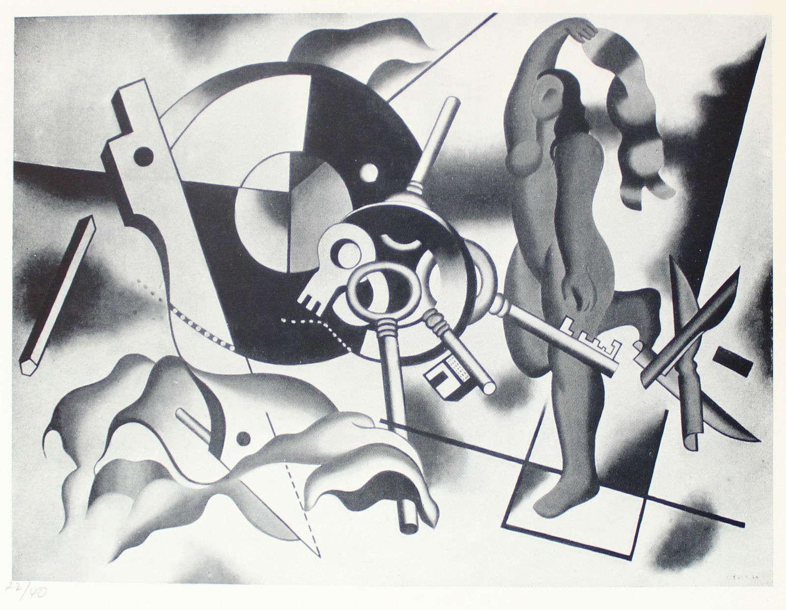 Fernand Leger - La Femme aux Cles (After): Artist: Fernand Leger Title: La Femme aux Cles Year: 1949 Dimensions: 9 1/2in. by 7 1/2in. Edition: From the Rare Limited Edition of 40 Publisher: Trois Colline