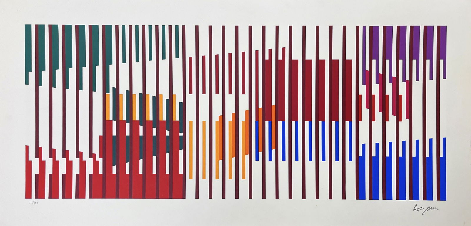 Yaacov Agam - Homage To Johann Sebastian Bach (I): Artist: Yaacov AgamTitle: Homage To Johann Sebastian Bach (I) Year: 1972Dimensions: 40 x 19 in.Edition: Numbered From the edition of 99Suite: Homage To Johann Sebastian Bach (3 Works)Medium: Original