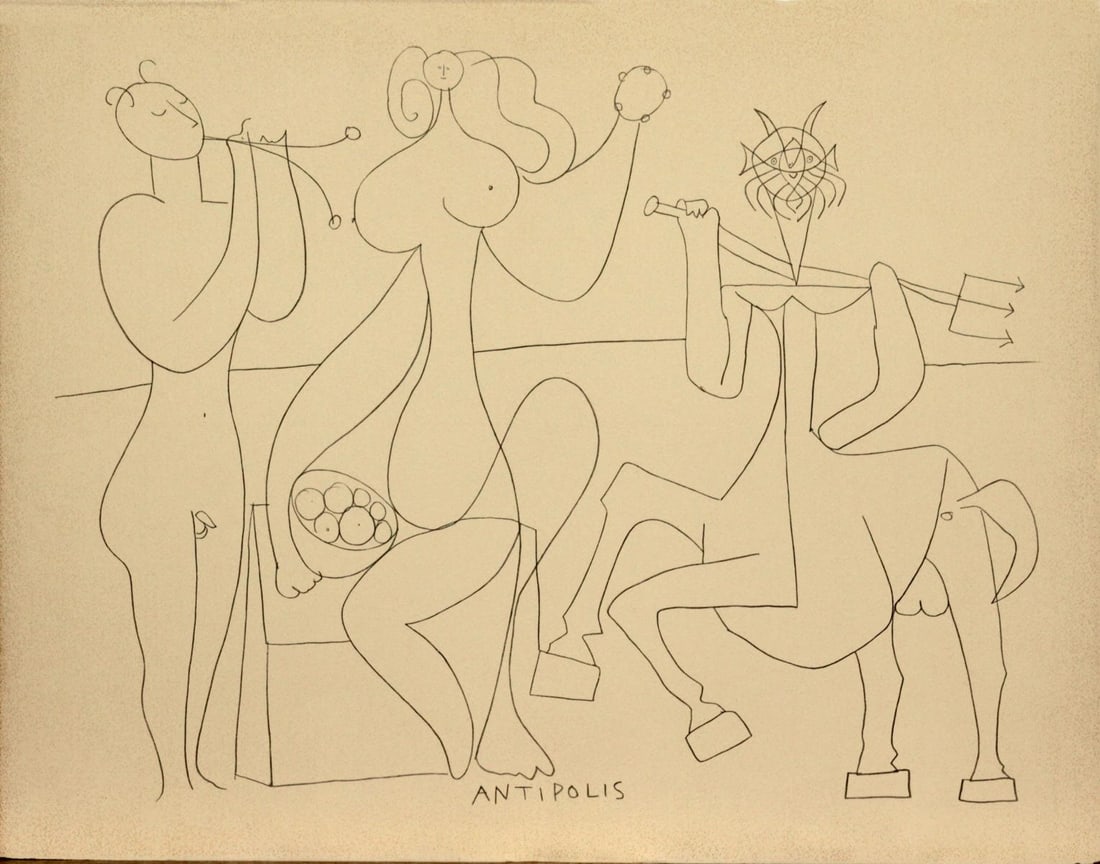 Pablo Picasso - Untitled from "Mes dessins d'Antibes": Artist: Pablo PicassoTitle: Untitled from "Mes dessins d'Antibes"Year: 1946Dimensions: 20in. x 26in.Edition: Numbered From the Rare Limited Deluxe French Edition of 200Publisher: Au Pont des Arts