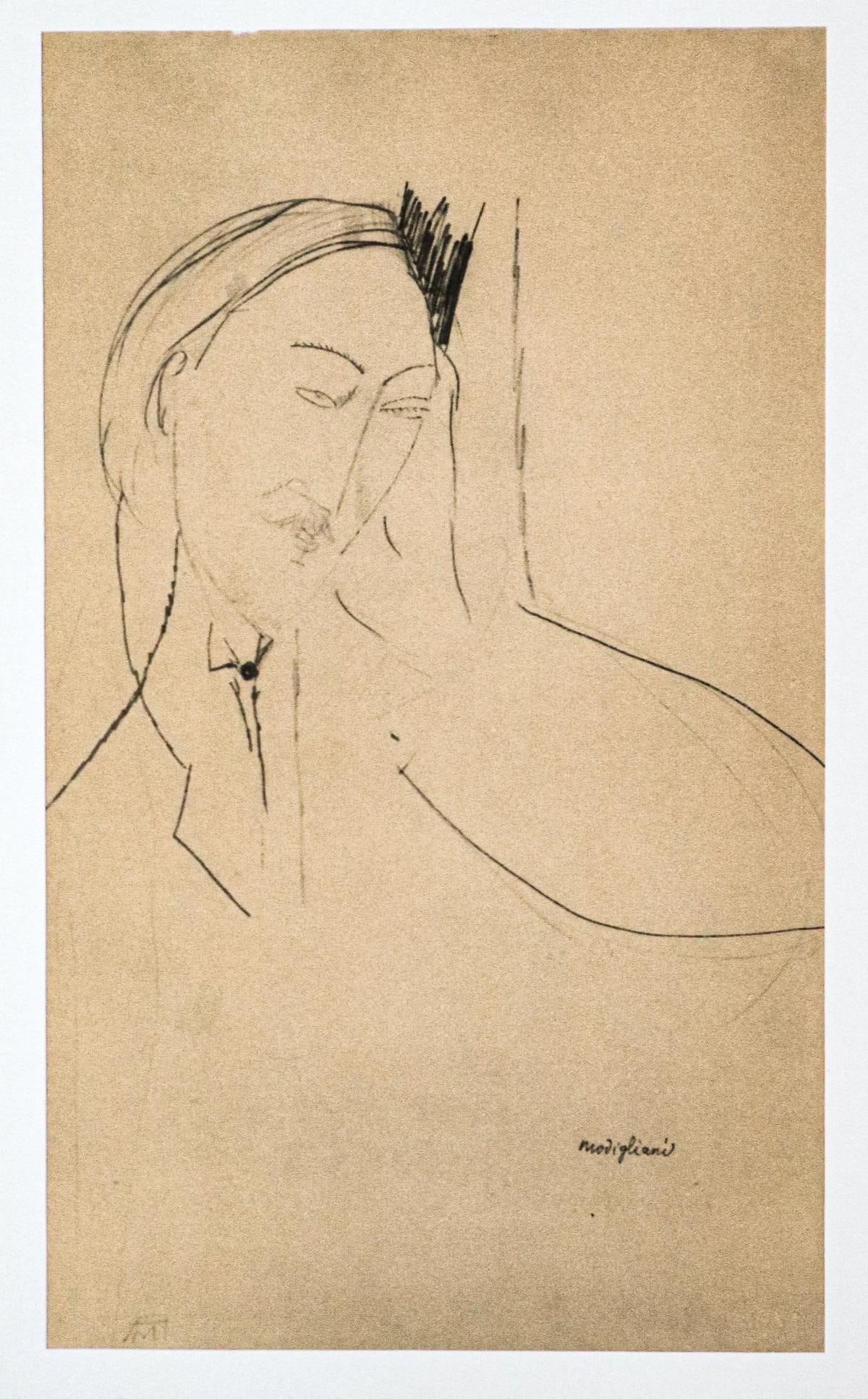 Amedeo Modigliani - Untitled portrait of a Man (After): Artist: Amedeo Modigliani Title: Untitled portrait of a Man Year: 1959 Dimensions: 22.25in. by 17.75in. Edition: From the rare limited edition 750 Publisher: Gr