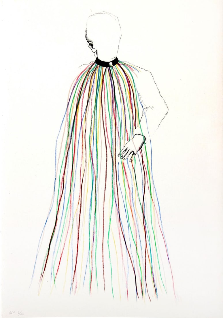 Jim Dine - Dorian Gray in Multi-Colored Vinyl Stripe: Artist: Jim Dine Title: Dorian Gray in Multi-Colored Vinyl Stripe Cape Year: 1968 Dimensions: 18in. by 12.75in. Edition: B 7 from the limited edition of 200 Publis