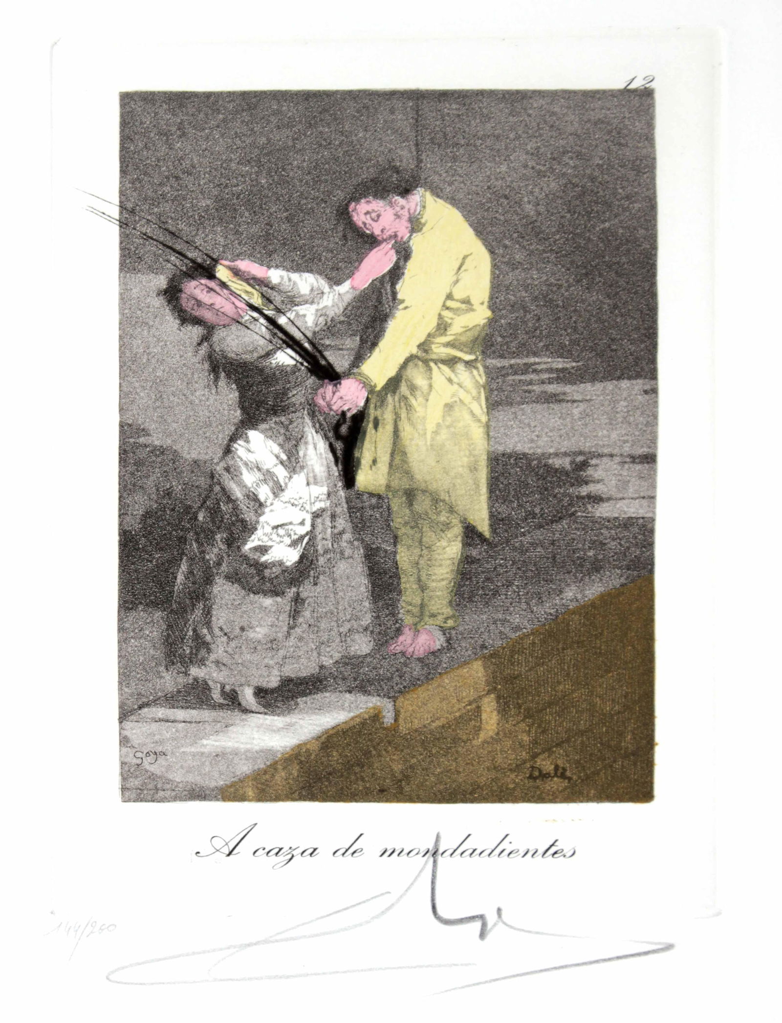 Salvador Dali - A caza de mondadiente, #12: Artist: Salvador DaliTitle: A caza de mondadiente, #12Year: 1977Dimensions: 17.75in. by 12.25in.Edition: From the limited edition of 200Publisher: Fernand Hazan EditeurSuite: Les Caprices de