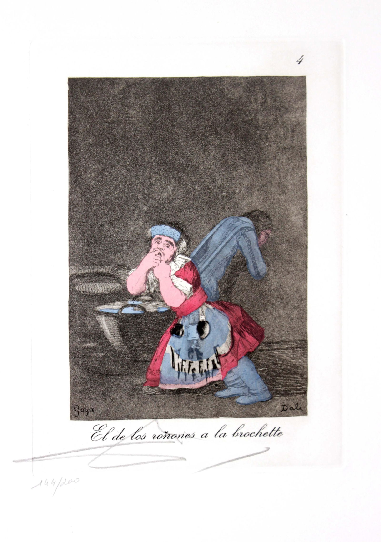 Salvador Dali - El de los ronones a la brochette: Artist: Salvador DaliTitle: El de los ronones a la brochetteYear: 1977Dimensions: 17.75in. by 12.25in.Edition: From the limited edition of 200Publisher: Fernand Hazan EditeurSuite: Les Caprices de