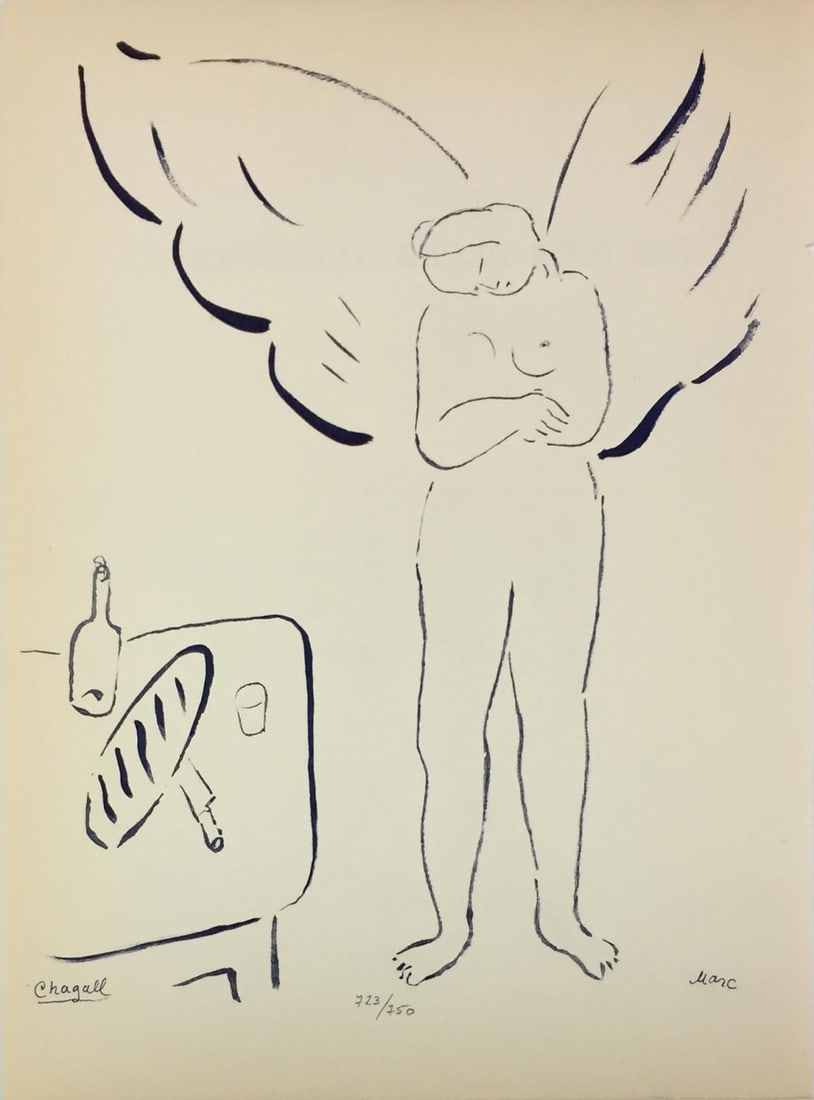 Marc Chagall - Untitled (Angel) from "Le Dur Desir De (After): Artist: Marc Chagall Title: Untitled (Angel) from "Le Dur Desir De Durer" Year: 1950 Dimensions: 11in. by 9in. Edition: From the rare limited edition of 750 Publish