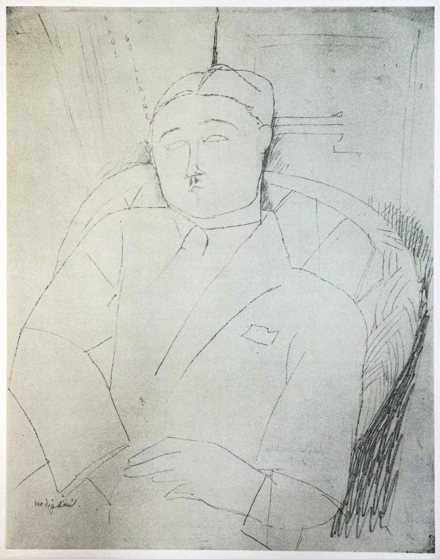 Amedeo Modigliani - Untitled portrait of a Man in a (After): Artist: Amedeo Modigliani Title: Untitled portrait of a Man in a chair Year: 1959 Dimensions: 22.25in. by 17.75in. Edition: From the rare limited edition 750 Publis