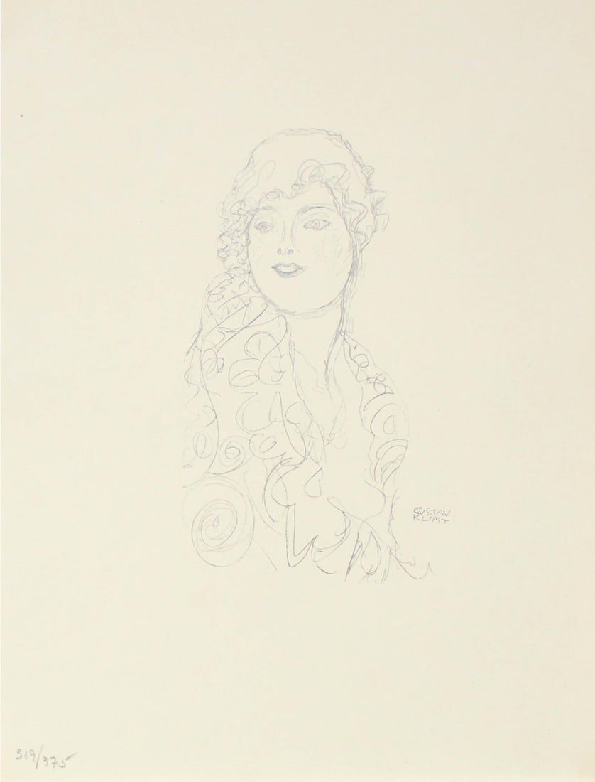 Gustav Klimt (After) - Untitled VI: Artist: Gustav Klimt (After)Title: Untitled VIYear: 1922Dimensions: 10 1/2in. by 8in.Edition: From the limited edition of 375Publisher: Thyrsos Verlag; Leipzig and ViennaSuite: Gustav Klimt: 50
