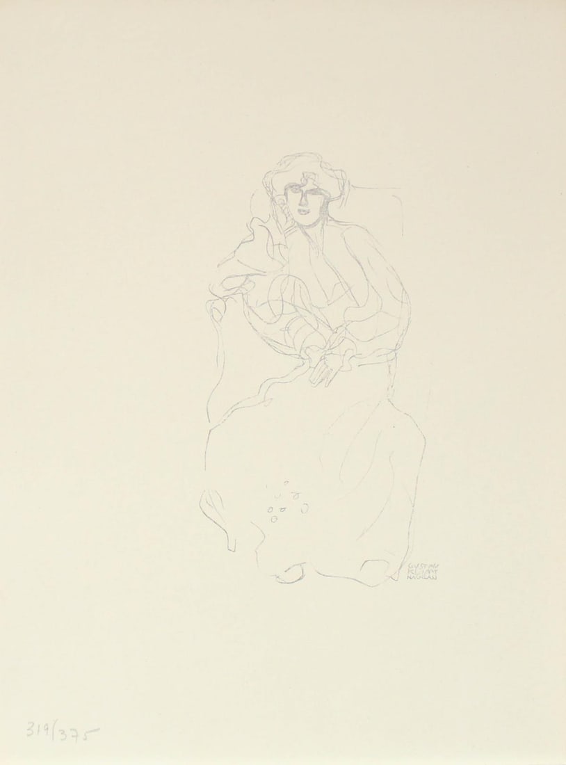 Gustav Klimt (After) - Untitled VIII: Artist: Gustav Klimt (After)Title: Untitled VIIIYear: 1922Dimensions: 10 1/2in. by 8in.Edition: From the limited edition of 375Publisher: Thyrsos Verlag; Leipzig and ViennaSuite: Gustav Klimt: 50