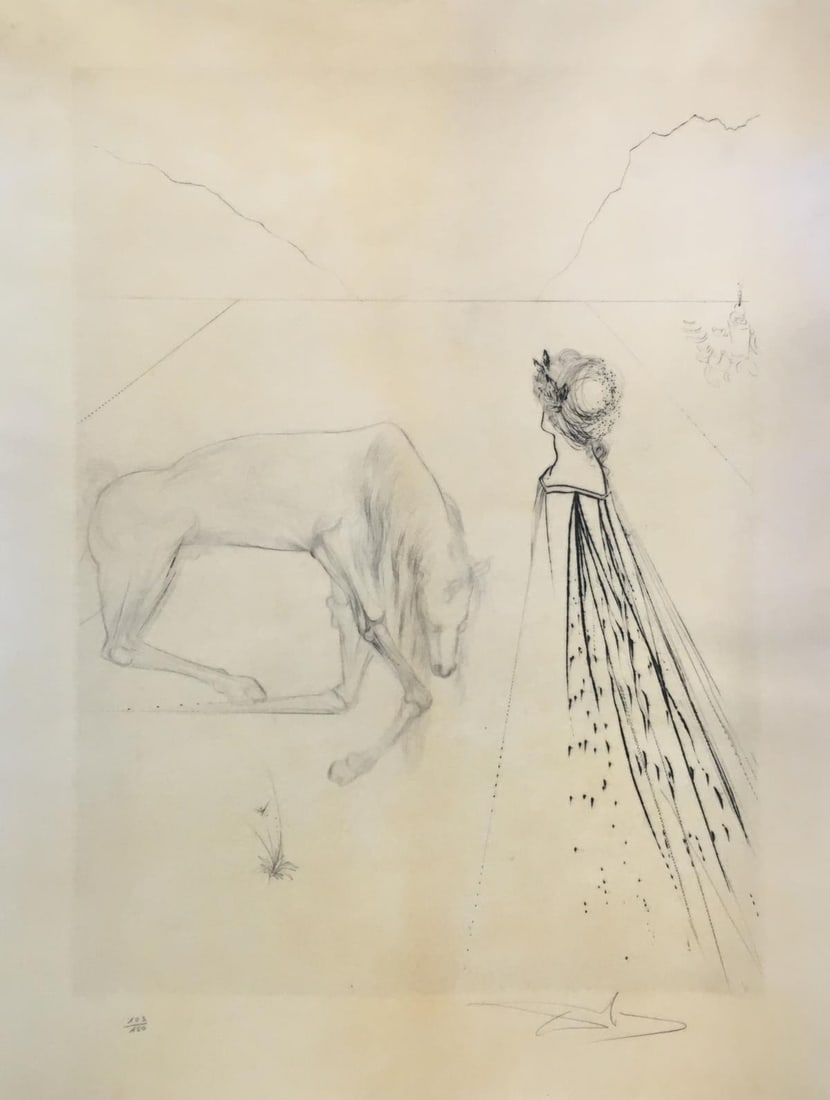 Salvador Dali - La Ville Odorante: Artist: Salvador DaliTitle: La Ville OdoranteYear: 1973Dimensions: 24 3/8in. by 15 3/4in.Edition: From the Rare Limited Edition of 150Publisher: Albert SkiraSuite: Roi Je t Attends a BabylonMedium: