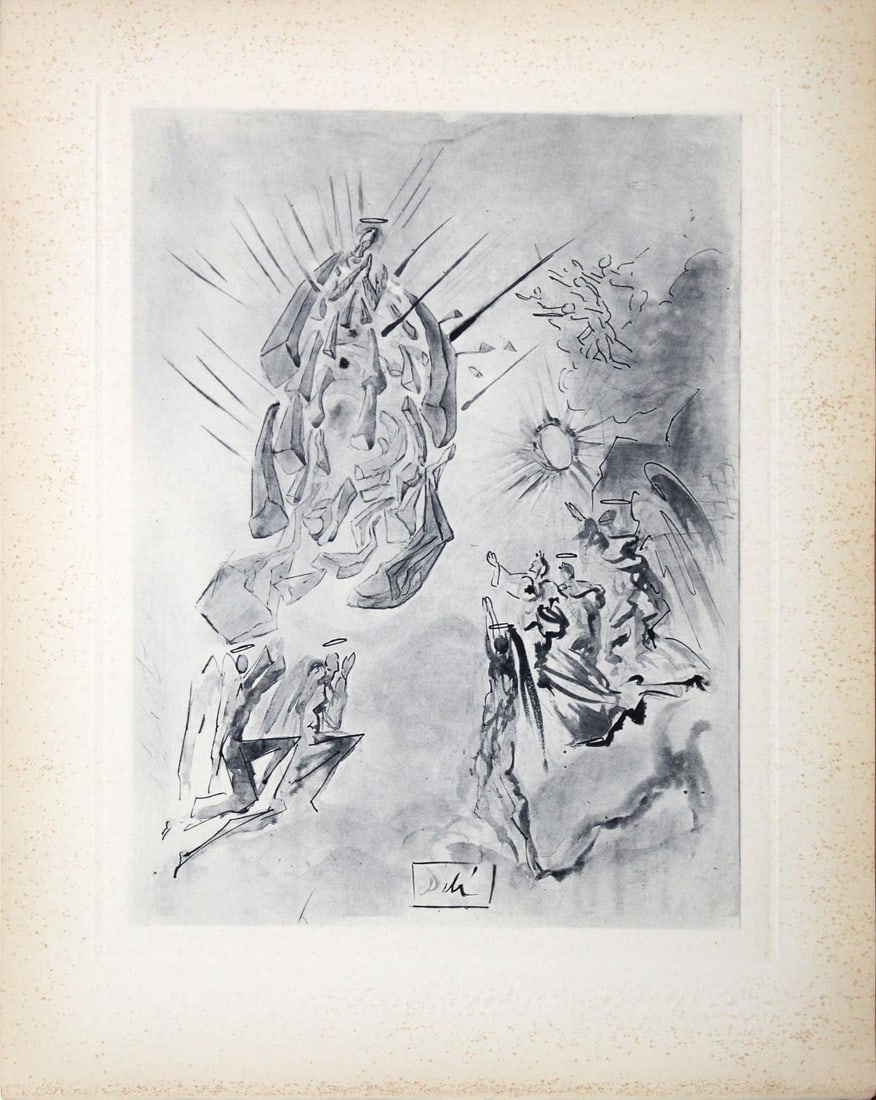 Salvador Dali - The Apotheosis of the Virgin Mary: Artist: Salvador DaliTitle: The Apotheosis of the Virgin MaryYear: 1964Dimensions: 10.25in. by 13in.Edition: From the rare limited edition of 165 in blue/grayPublisher: Les Heures Claires ParisSuite: