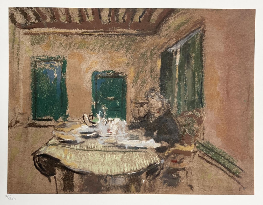Edourard Vuillard - Madame Vuillard a Table: Artist: Edourard VuillardTitle: Madame Vuillard a TableYear: 1966Dimensions: 18in. by 15in.Edition: From the rare limited editionPublisher: La Bibliotheque Des Arts ParisSuite: Twelve Pastels