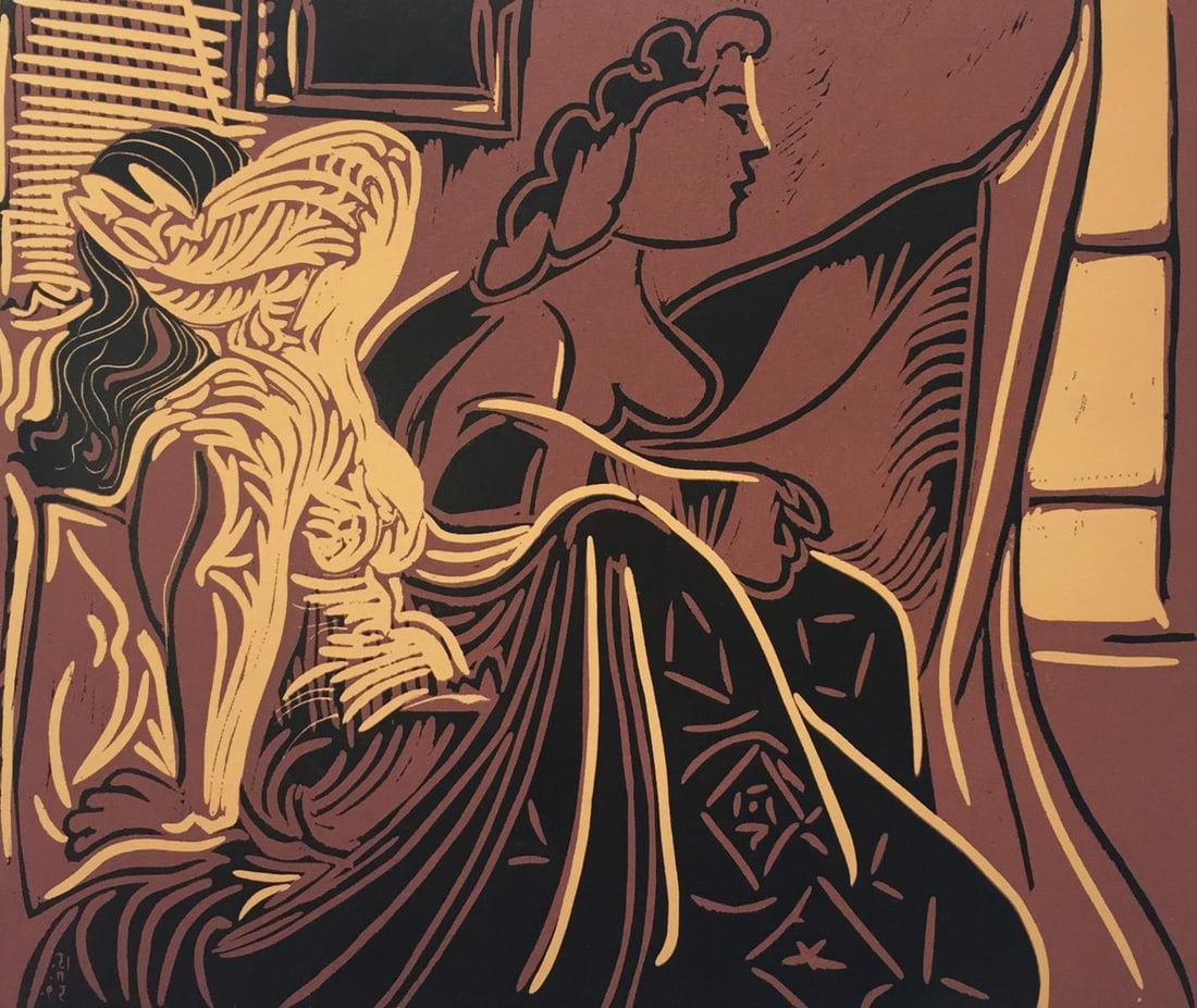 Pablo Picasso - Two Women Near the Window (1959): Artist: Pablo PicassoTitle: Two Women Near the Window (1959)Year: 1971Dimensions: 7 3/4in. by 9 1/2in.Edition: From the Rare Limited EditionPublisher: Tudor Publishing Company NYSuite: Homage to
