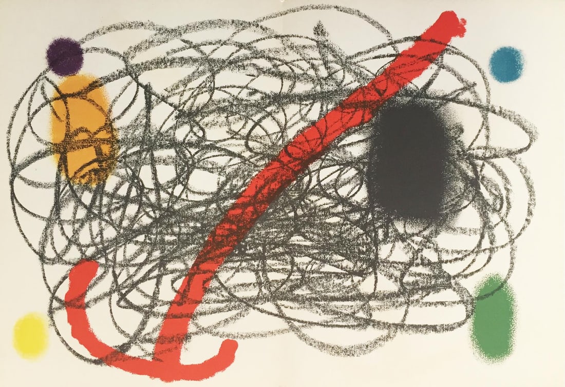Joan Miro - Untitled I from Derriere le Miroir No.: Artist: Joan MiroTitle: Untitled I from Derriere le Miroir No. 125-126Year: 1961Dimensions: 22in. by 15in.Edition: From the Rare Limited EditionPublisher: MaeghtSuite: Derriere le MiroirMedium: