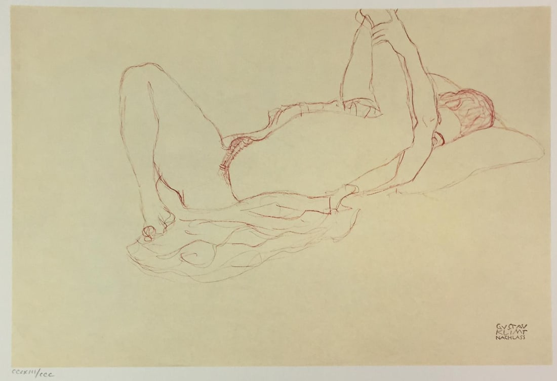 Gustav Klimt - Untitled Study (XX)(After): Artist: Gustav KlimtTitle: Untitled Study (XX)Year: 1980Dimensions: 16in. by 12in.Edition: From the Rare Limited Edition of CCCPublisher: MazzottaSuite: Disegni EroticiMedium: Original