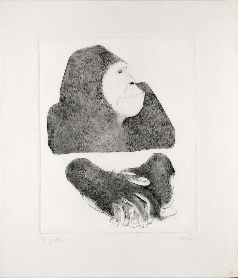 Tom Palmore - Gorilla: Artist: Tom PalmoreTitle: GorillaDimensions: 12in. by 13 7/8in.Edition: From the limited edition of 150Medium: Original etching on paperSignature Details: Hand signed numbered and titled by