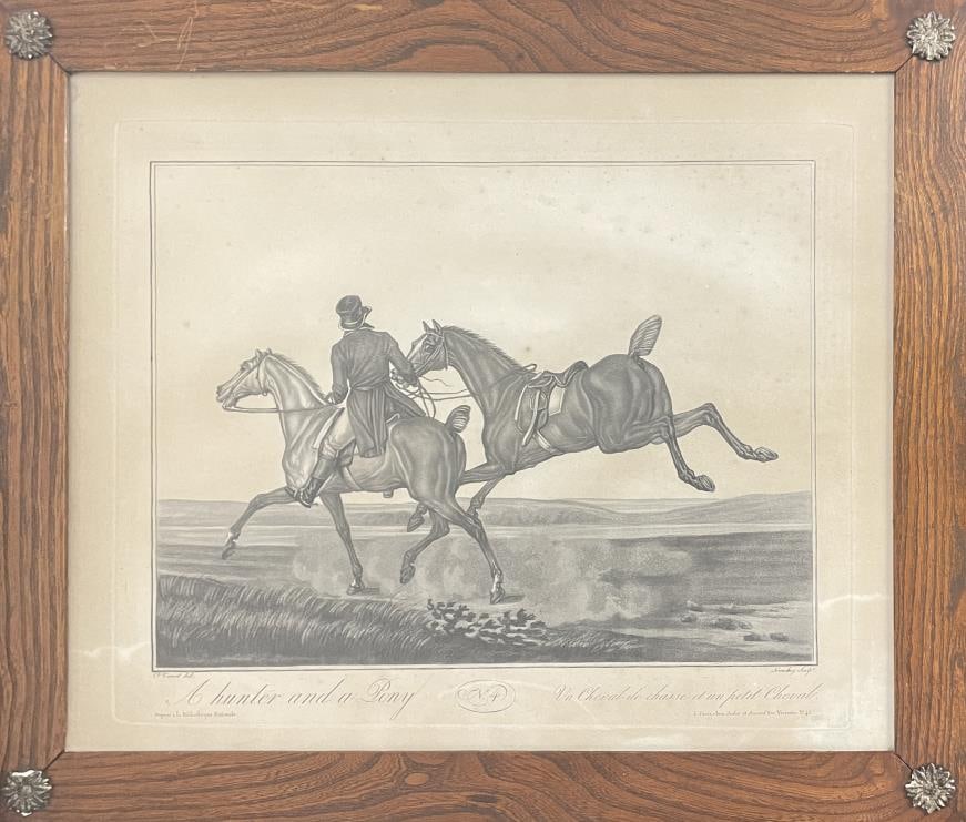 Horace Vernet - A Hunter and a Pony: Artist: Horace VernetTitle: A Hunter and a PonyYear: 1820Dimensions: 15 1/2in. by 18 1/2in.Edition: From the rare limited editionPublisher: Paris Rue St. LazareMedium: Original Aquatint on