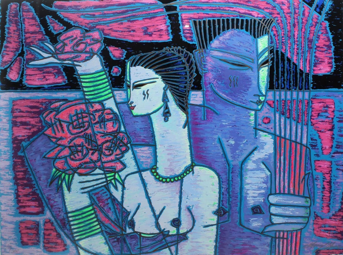 Adrian Wong Shue - Love's Little Gifts: Artist: Adrian Wong ShueTitle: Love's Little GiftsDimensions: 28in. by 22in.Edition: From the rare limited edition of 300Medium: Original serigraph on paperCondition: ExcellentSignature Details: Hand