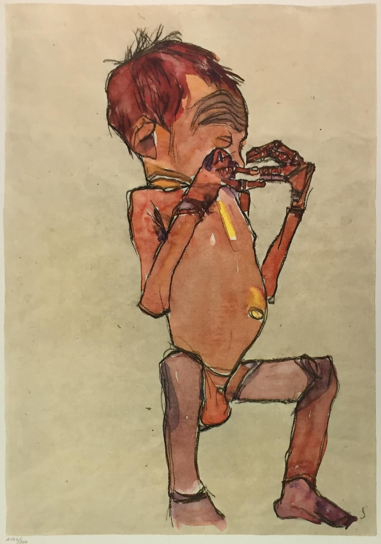 Egon Schiele (After) - New Born Baby: Artist: Egon Schiele (After)Title: New Born BabyYear: 1969Dimensions: 19 3/4in. by 14 1/4in.Edition: From the Rare Limited Edition of 300Publisher: Harry N. Abrams Inc.Suite: Watercolours and