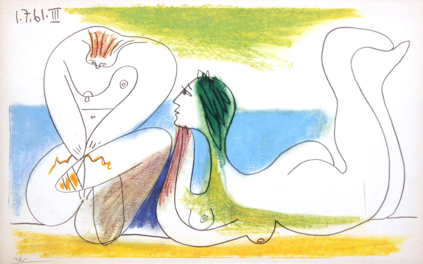 Pablo Picasso - Sur La Plage: Artist: Pablo Picasso Title: Sur La Plage Year: 1962 Dimensions: 14 x 21 in. Edition: From the rare limited edition Publisher: Cercle d'Art & A + G De Mai, Laus