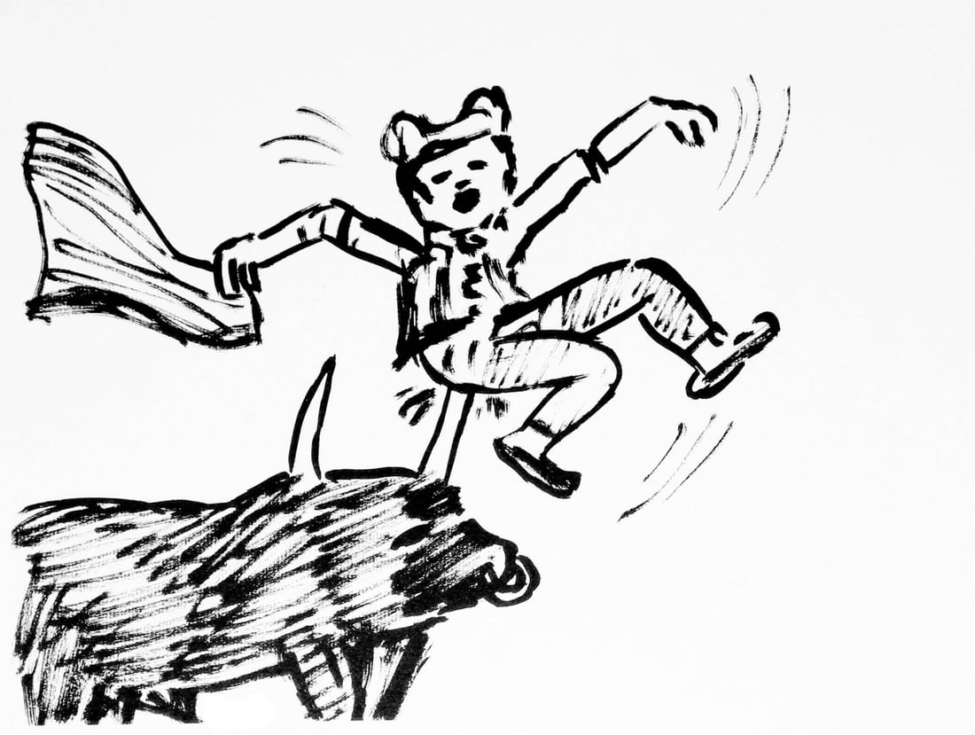 Keith Haring and Brion Gysin - Fault Lines (Speared): Artist: Keith Haring and Brion Gysin Title: Fault Lines Year: 1986 Dimensions: 8.7in. by 11.2in. Edition: From the rare limited edition of 200 Publisher: Editio