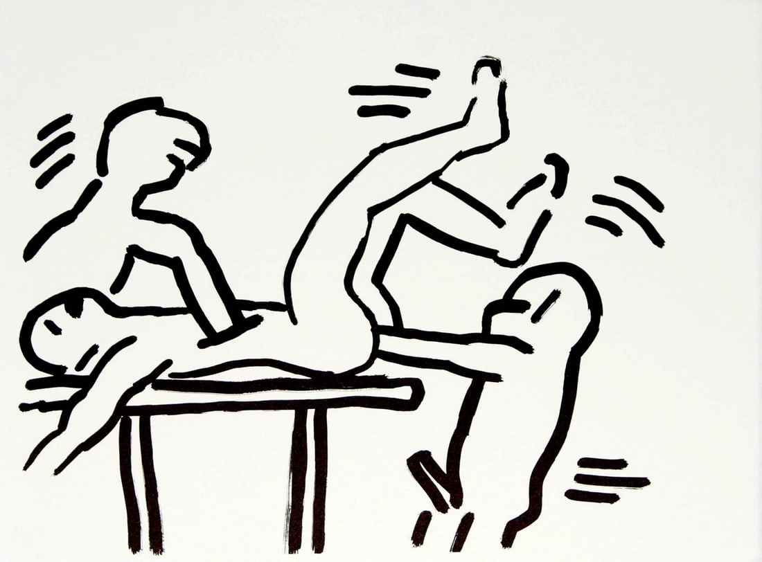 Keith Haring and Brion Gysin - Fault Lines (Robbers): Artist: Keith Haring and Brion Gysin Title: Fault Lines Year: 1986 Dimensions: 8.7in. by 11.2in. Edition: From the rare limited edition of 200 Publisher: Editio