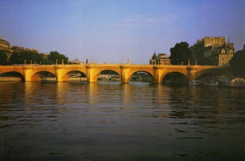 Christo - The Pont Neuf Wrapped II: Artist: ChristoTitle: The Pont Neuf Wrapped IIYear: 1985Dimensions: 24 x 36 1/2 in.From the Rare Limited EditionPublisher: Nouvelle Images SAMedium: Offset Lithograph on PaperCondition: