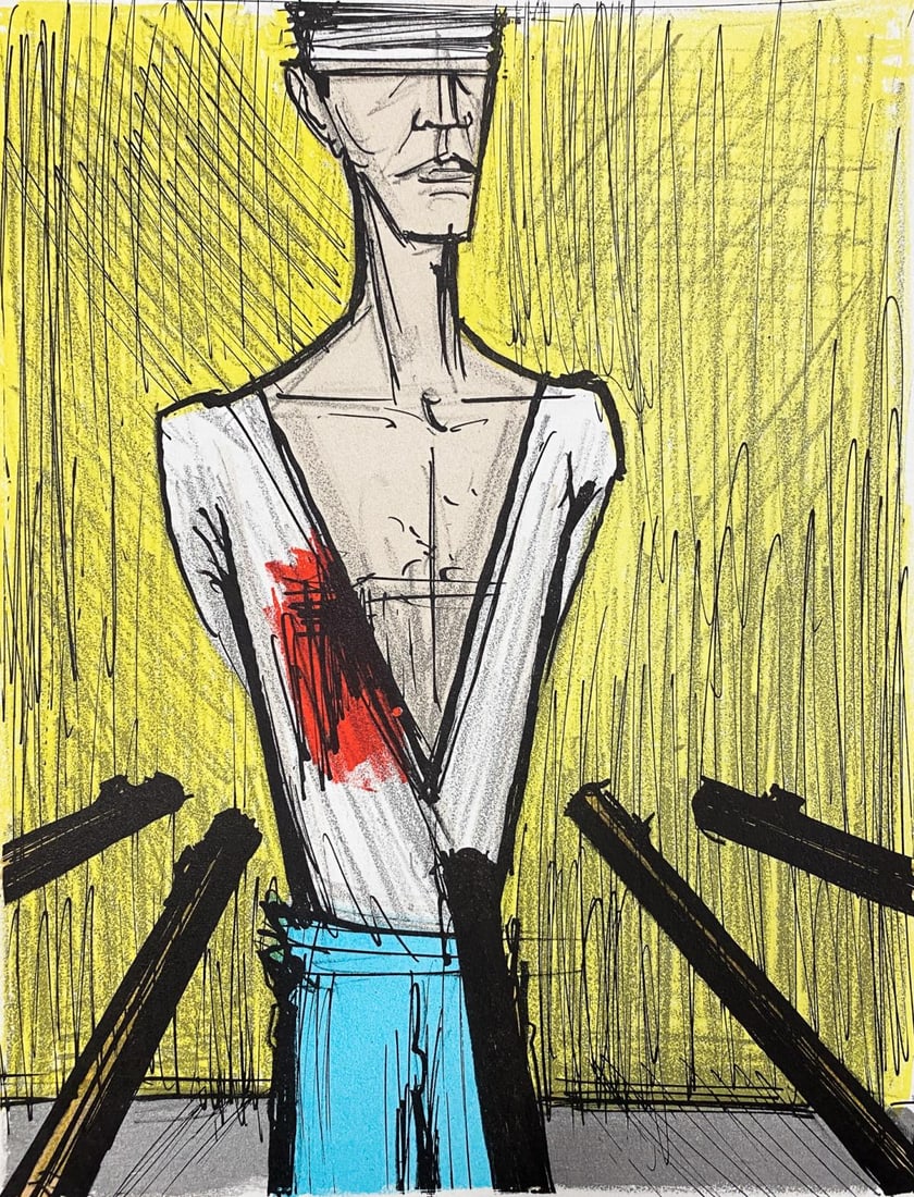 Bernard Buffet - Peloton D'Execution: Artist: Bernard Buffet Title: Peloton D'Execution Year: 1979 Dimensions: 10.5in. by 8.175in. Edition: From the Rare Limited Edition Publisher: Fernand Mourolot