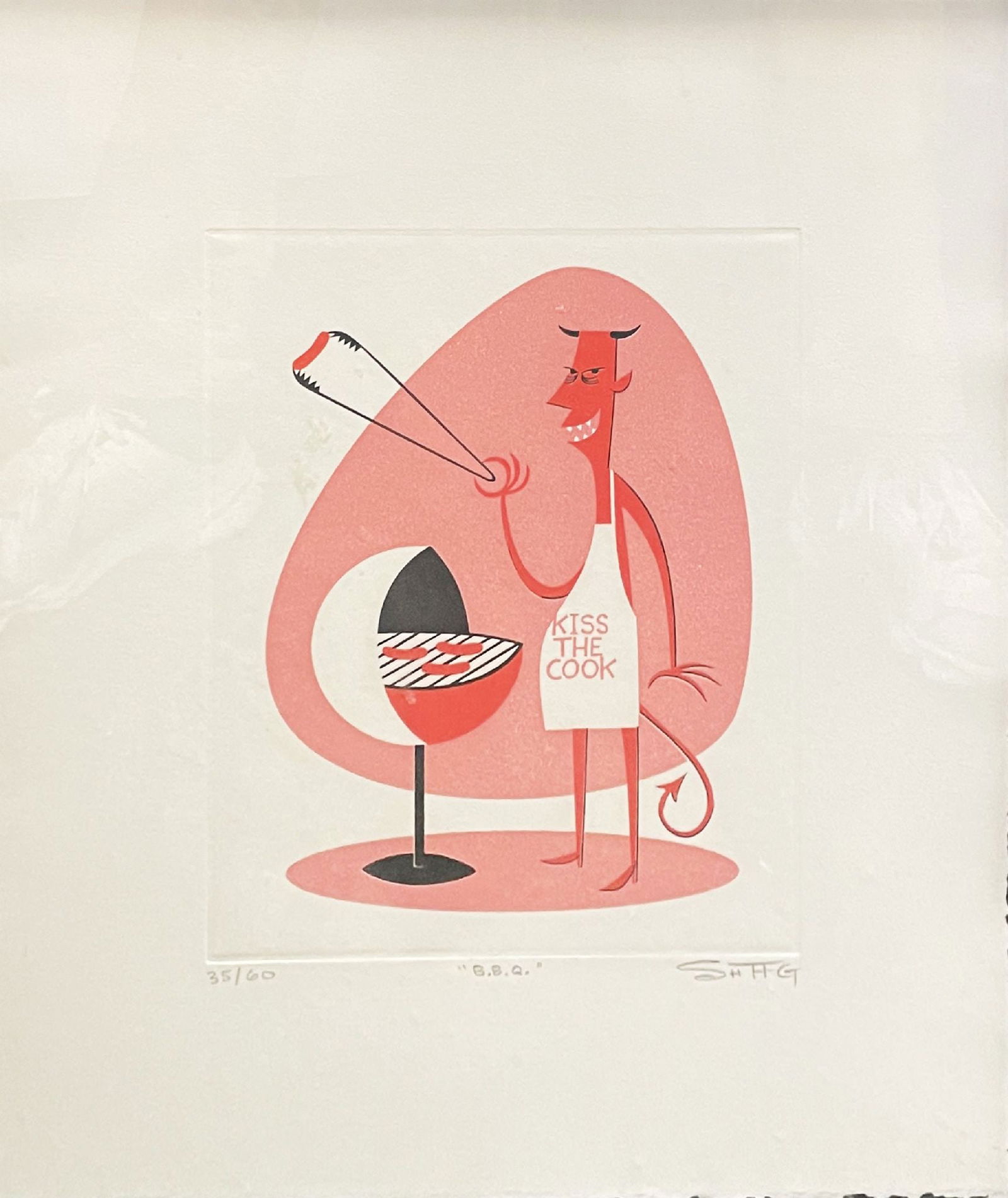 SHAG - B.B.Q.: Artist: SHAGTitle: B.B.Q.Dimensions: 14 1/4 x 18 in.Edition: Numbered from the rare limited edition of 60Medium: Original serigraph in colors on paperCondition: ExcellentSignature Details: Hand