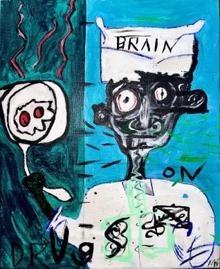 Matthew Steinberg - Brain on Drugs: Artist: Matthew Steinberg Title: Brain on Drugs Year: 2015 Dimensions: 16in. by 20in. Edition: One of a Kind Orginal painting Medium: Original Acrylic Painting
