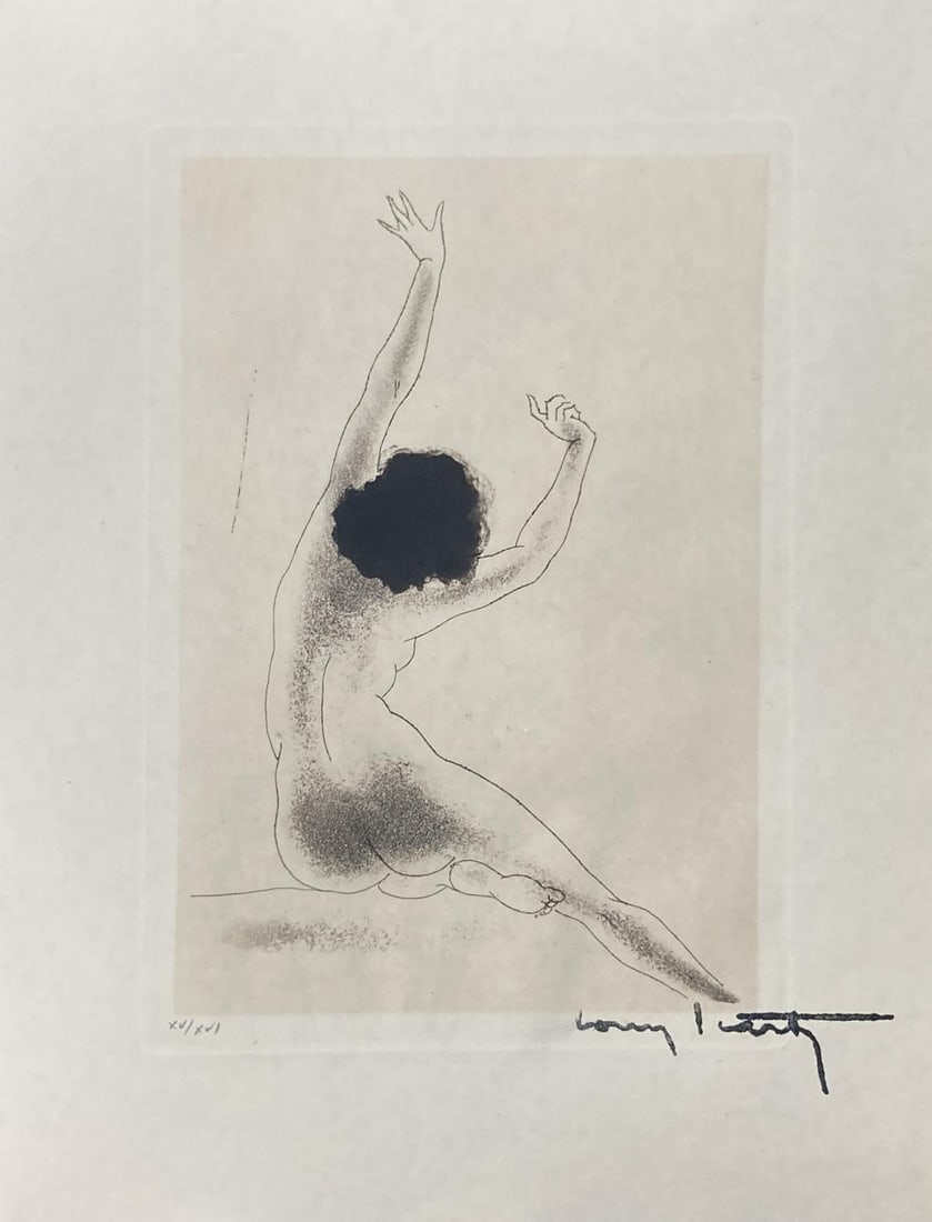 Louis Icart - The Stretch: Artist: Louis IcartTitle: The StretchYear: c. 1943Dimensions: 5.75in. by 5.75in.Edition: From the rare limited edition of XVI on Japon PaperPublisher: Le Vasseur et Cie. Paris.Suite: ChrysisMedium: