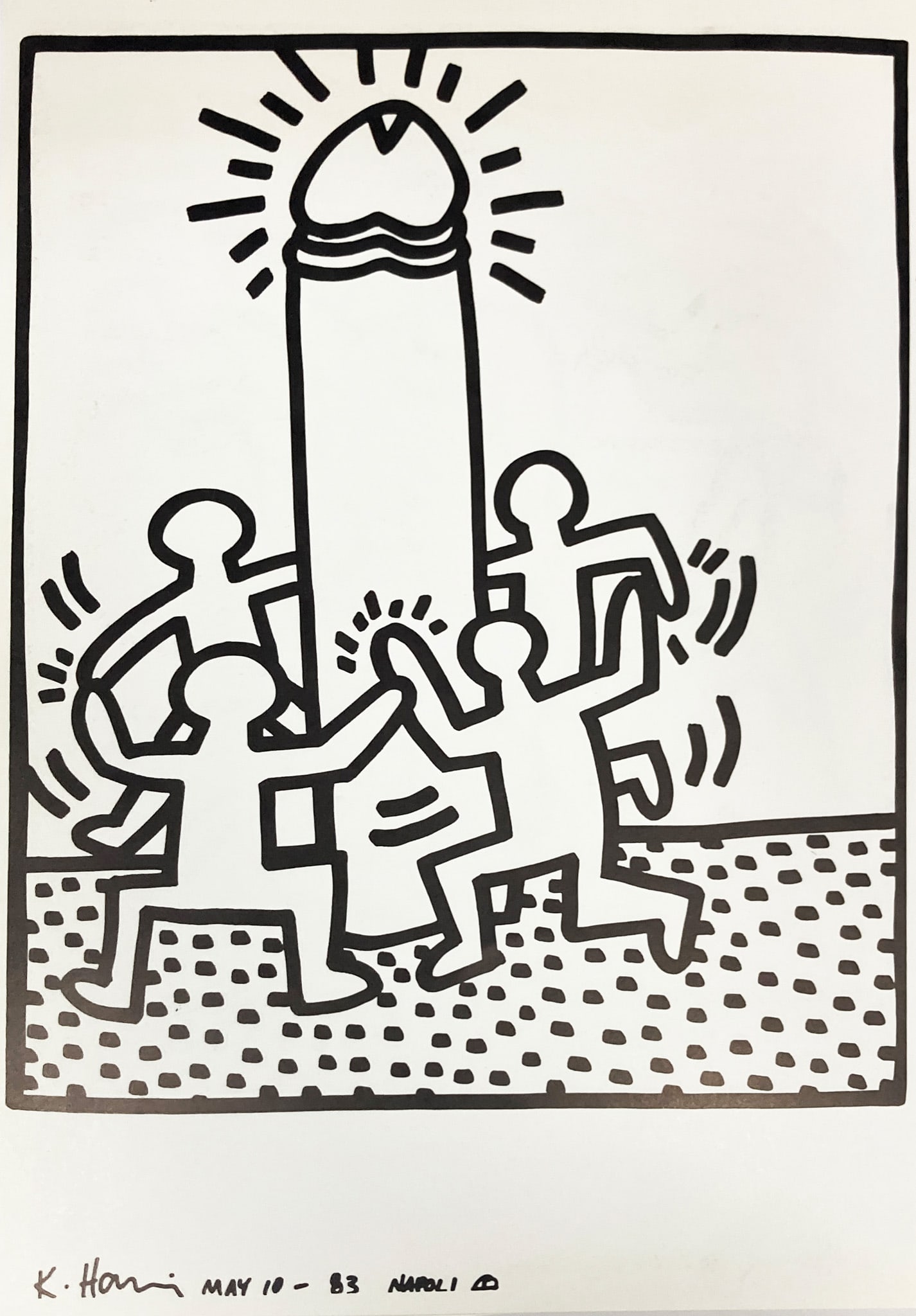 Keith Haring - Untitled XVIII: Artist: Keith HaringTitle: Untitled XVIIIYear: 1983Dimensions: 12 1/2 x 9 1/2 in.Edition: From the rare limited editionPublisher: La Galerie de PocheSuite: Une Explosition du 15th Januier 1990Medium:
