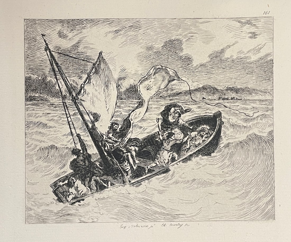 Eugene Delacroix - Jesus Endormi Dans La Barque: Artist: Eugene DelacroixTitle: Jesus Endormi Dans La BarqueYear: 1873Dimensions: 11 3/4in. by 8in.Edition: From the rare limited editionMedium: Original engraving on paperCondition: ExcellentNotes: