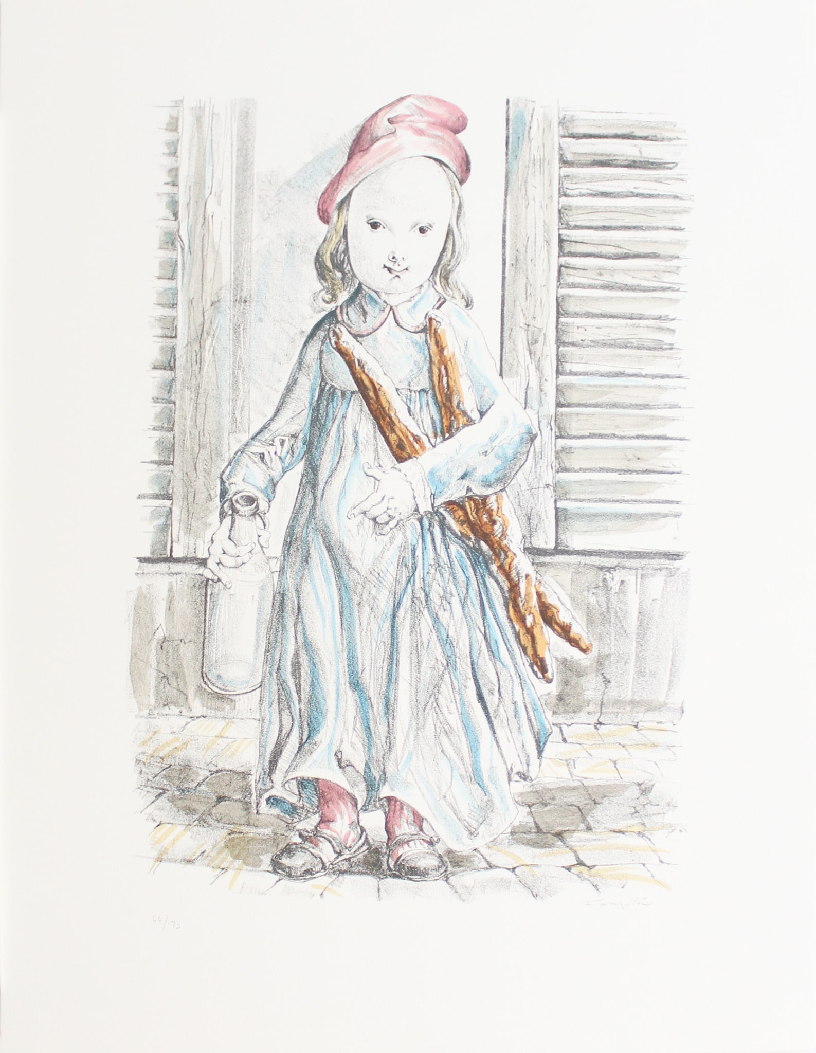 Tsuguharu Foujita - The Morning: Artist: Tsuguharu FoujitaTitle: The MorningYear: 1954Dimensions: 25 1/2 x 19 1/2 in.Edition: From the Rare Limited Edition of 175Publisher: Guild Publishers, GenevaLithograph in Colors on