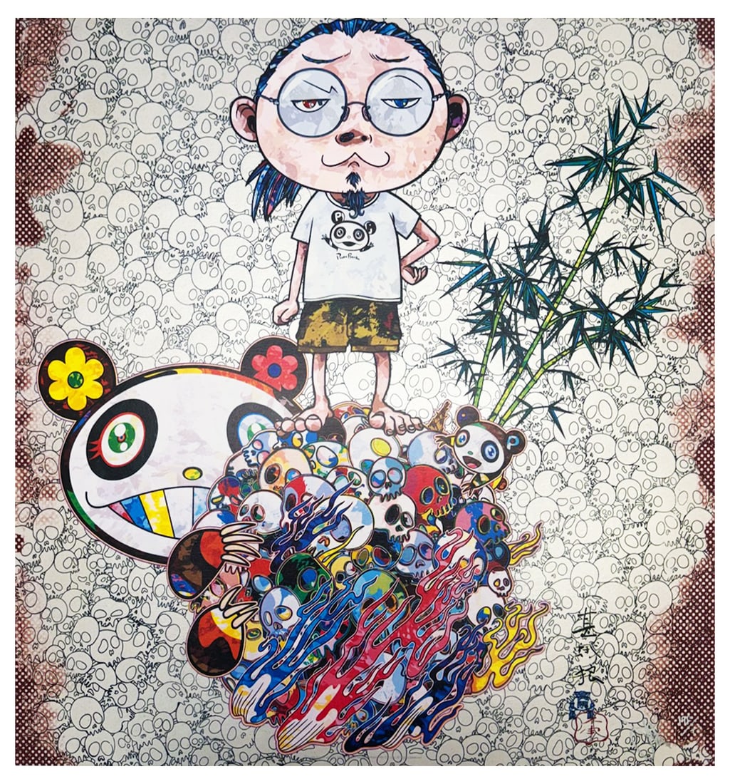 Takashi Murakami - Panda Family and Me: Artist: Takashi MurakamiTitle: Panda Family and MeYear: 2013Dimensions: 19 3/4 x 19 3/4 in.Edition: 198 from the limited edition of 300Publisher: Kaikai Kiki Co. Ltd., TokyoMedium: Offset lithograph