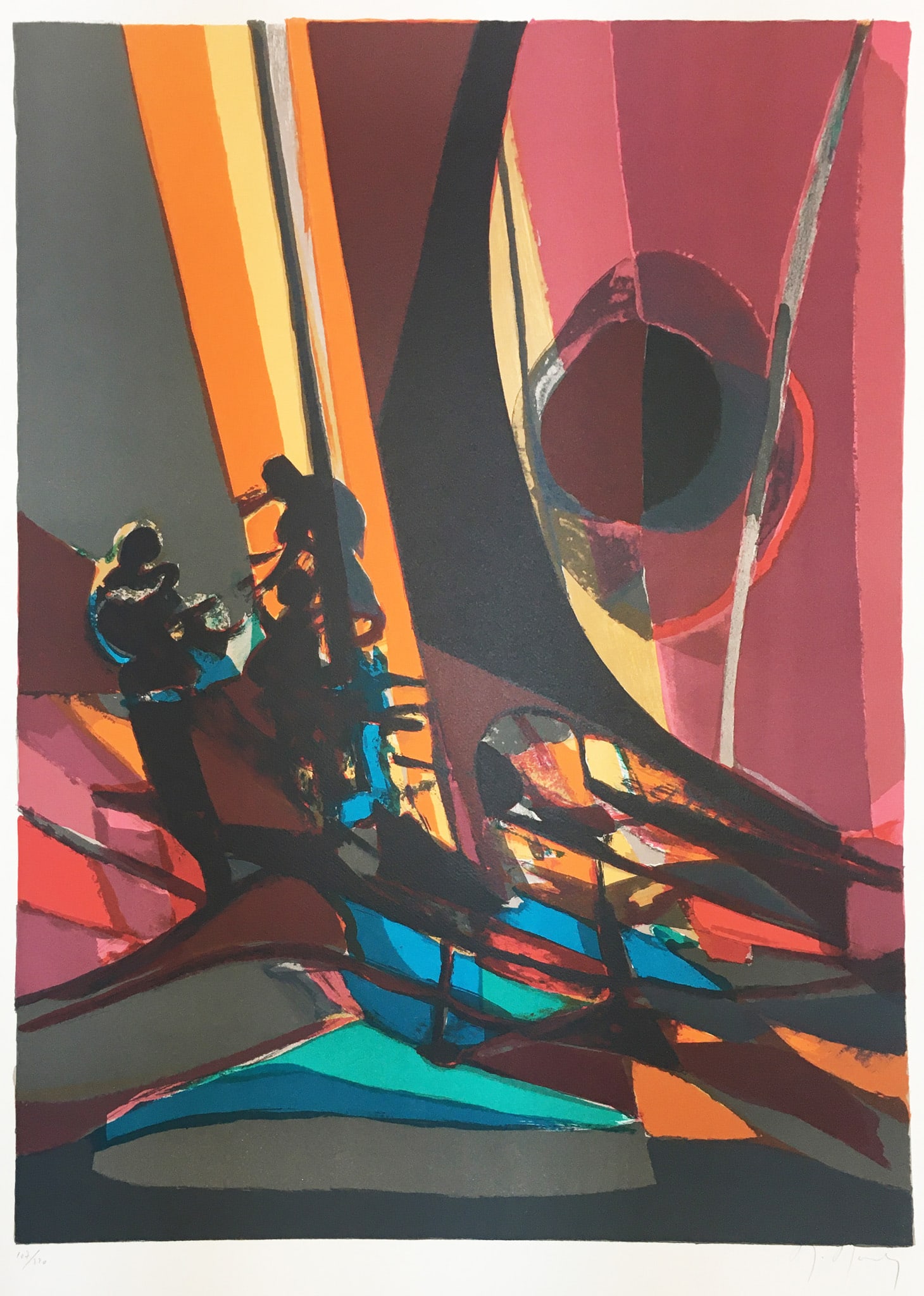 Marcel Mouly - Sailing in the Night: Artist: Marcel MoulyTitle: Sailing in the NightYear: 1979Dimensions: 29 1/2 x 21 in.Edition: From the Rare Limited EditionMedium: Lithograph in Colors on PaperCondition: ExcellentSignature Details: