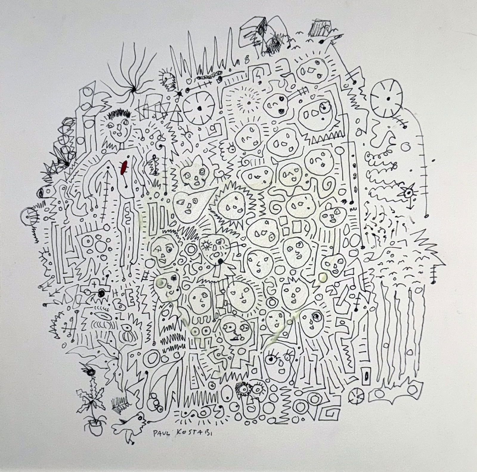 Paul Kostabi - We are all the same: Artist: Paul Kostabi Title: We are all the same Year: 2012 Dimensions: 12 x 12 in. Edition: Unique original one of a kind artwork Medium: Original mixed media d