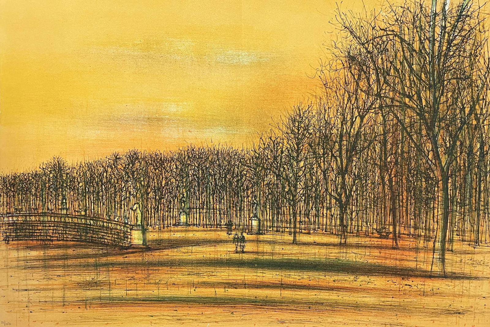 Jean Carzou - Le Luxembourg: Artist: Jean Carzou Title: Le Luxembourg Year: 1962 Edition: From the rare limited edition of 150 Medium: Original lithograph in colors on paper Condition: Exce