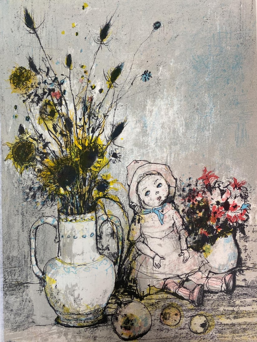 Jean Jansem - Sunflowers: Artist: Jean JansemTitle: SunflowersDimensions: 9in. by 12.5in.Edition: From the rare limited edition of 600Publisher: Desjobert atelier ParisMedium: Original Lithograph on PaperCondition: