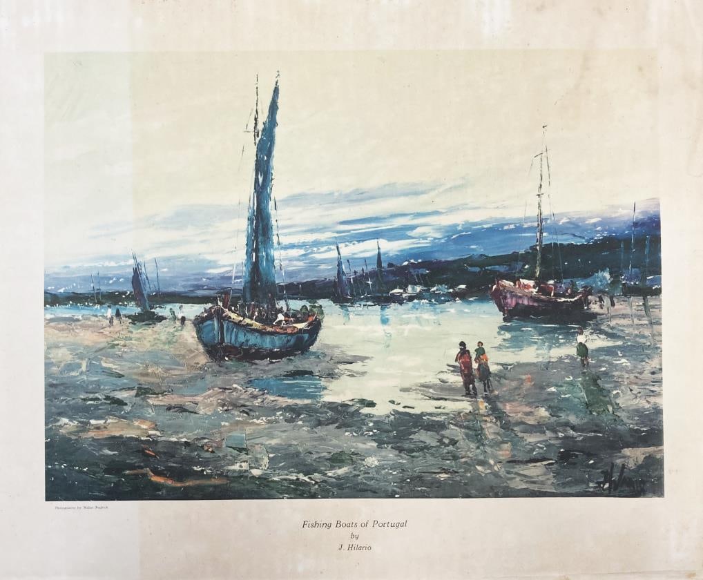 J. Hilario - Fishing Boats of Portugal: Artist: J. HilarioTitle: Fishing Boats of PortugalDimensions: 12 1/4in. by 16 7/8in.Edition: From the rare limited editionMedium: Original Offset Lithograph in Colors on PaperCondition: