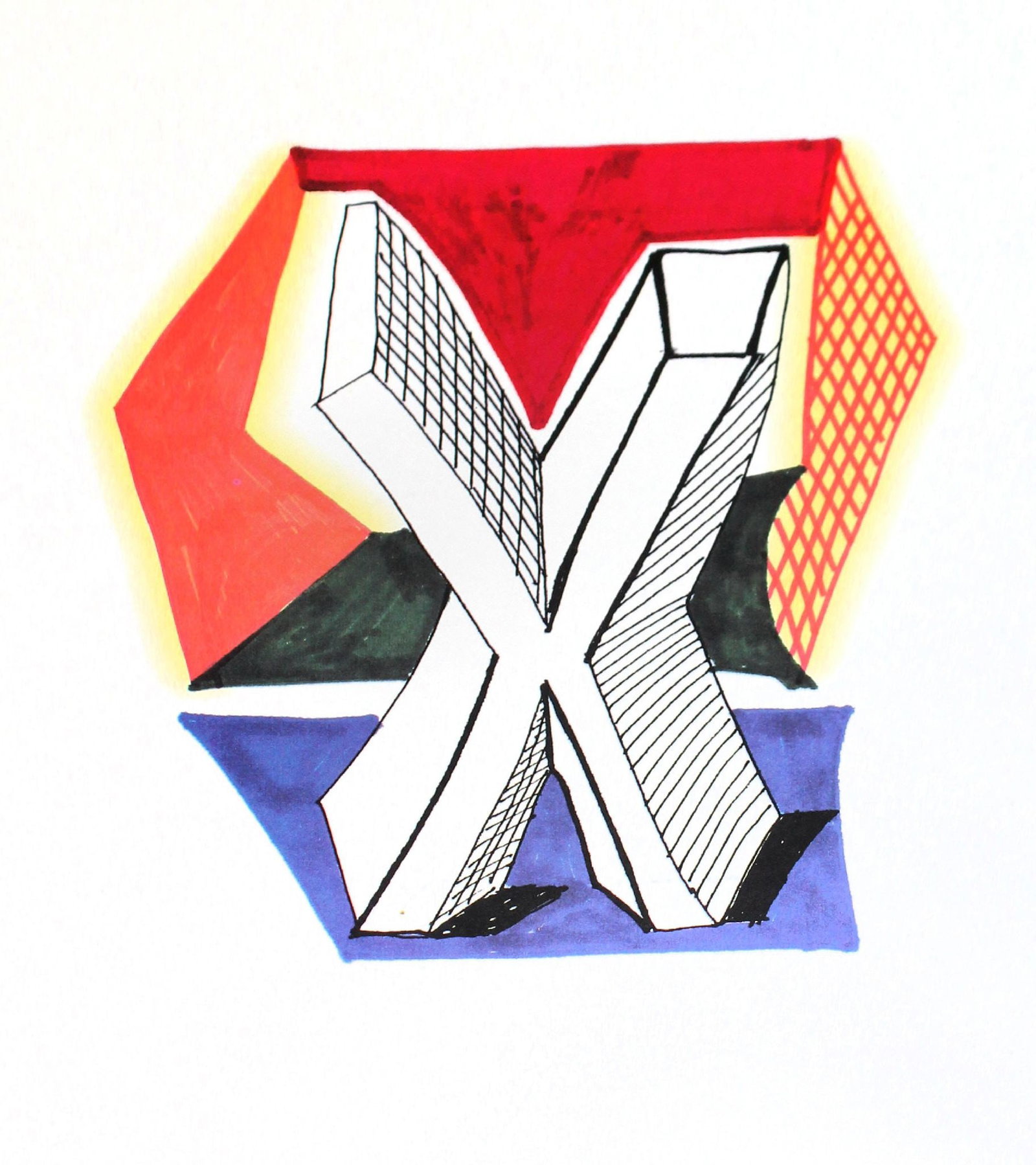 David Hockney - Letter X from "Hockney: Artist: David HockneyTitle: Letter X from "Hockney's Alphabet"Year: 1991Dimensions: 12 5/8in. by 9 5/8in.Edition: From the rare limited numbered edition of 250Publisher: Faber and Faber Limited